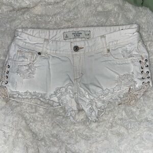 Abercrombie & Fitch Low Rise White Jean Shorts